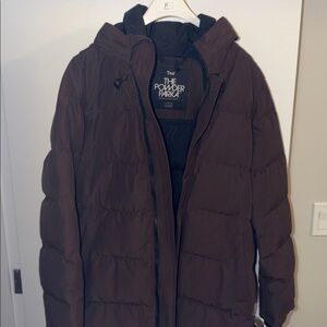 TNA Brown The Powder Parka Midi Puffer Jacket LIKE NEW size L
